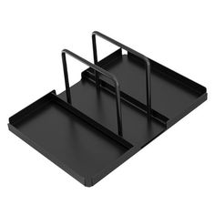 two black trays sitting on top of each other in front of a white background