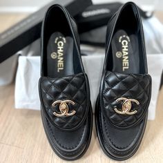 Chanel Loafers Moccasins 20mm Quilted Tabmocassins Black Lambskin Size 37 Comes With Box And Dust Bags Edit: These Have Been Gently Worn Once Since Original Post. Photos And Price Edited. Luxury Slip-on Platform Loafers For Formal Occasions, Luxury Slip-on Black Leather Shoes, Luxury Calf Leather Platform Loafers For Formal Wear, Luxury Calf Leather Platform Loafers For Formal Occasions, Luxury Black Slip-on Leather Shoes, Luxury Slip-on Moccasins, Luxury Black Slip-on Loafers, Luxury Flat Heel Platform Loafers For Work, Luxury Platform Loafers For Business