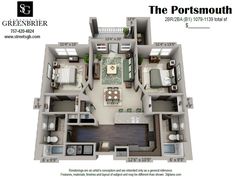 a floor plan for a two bedroom apartment