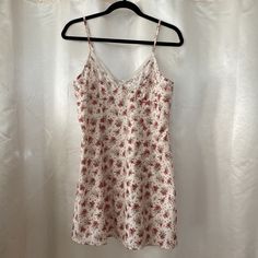 Nwt Size Large Zipper Enclosure Lace Trim On Bust Casual Lined Slip Dress For Spring, White Floral Print Slip Dress, Spring Casual Slip Dress For Sleep, Spring Printed Sleep Dresses, Spring Sleep Dresses With Prints, Casual Spring Slip Dress For Sleep, Casual Slip Dress For Sleep Spring Season, Casual Slip Dress For Sleep In Spring, Floral Print Sleep Dress