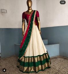 Pattu Lehenga, Flare Dress Pattern, Lehenga For Women, Indian Dresses For Women, Frock Designs, Lehenga Saree Design, Simple Lehenga, Half Saree Lehenga, Simple Saree Designs