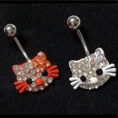 Set Includes 2 Hello Kitty Belly Navel Rings Size: 14g Color: Clear Crystal On Red Clear Crystal On White Material : Surgical Steel - Cz - Enamel Belly Piercing, Navel Rings, Clear Crystal, Womens Jewelry Rings, Red And White, Hello Kitty, Ring Size, Kitty, Women Jewelry