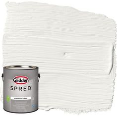 a white paint can with the word spred painted on it's bottom half