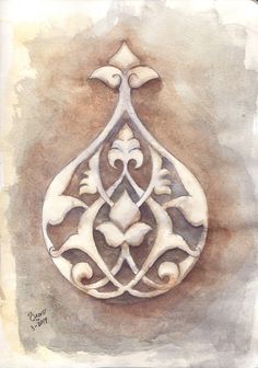 a drawing of an ornate design on a piece of paper