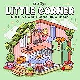 the little corner cute and comfy coloring book is open to reveal an image of a house