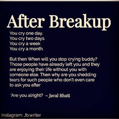 a poster with the words after break up written in black and white, against a dark background