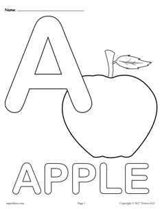 an apple coloring page with the letter a in it's uppercase and lowercase letters