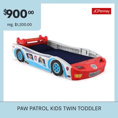 a toy car bed is shown with the price tag for $ 200 00