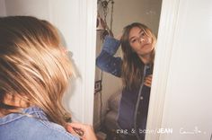 Camille Rowe for the D.I.Y. Project I rag & bone Camille Rowe Style, Faded Denim Jacket, Camille Rowe, Denim Day, Y Project, Luxury Women Fashion, Boutique Homes, Faded Denim, Designer Accessories