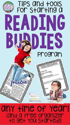 an advertisement for the reading buddies program with pictures of children and their teacher's books