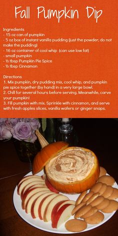 a pumpkin dip recipe on a white plate