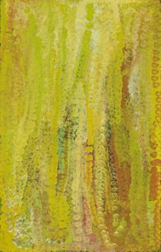 an abstract painting with yellow and green colors