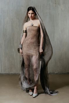 SACRED DRESS - MARINA EEЯRIE Sheer Mesh Outfit, Sarti Greece, Sand Outfit, Surrealist Fashion, Liquid Dress, Hooded Dresses, Textured Gown, Studio Production, Skin Dress