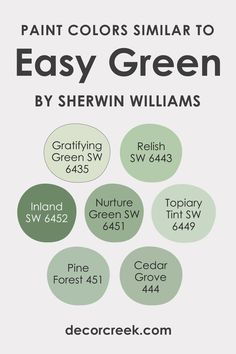 Color Similar of Easy Green SW 6450 Sw Nurture Green, Sherwin Williams Inland, Sherwin Williams Nurture Green, Nurture Green Sherwin Williams, Sherwin Williams Greens, Light Green Paints, Boys Bedroom Wall Color, Soft Green Paint Color, Forest Green Paint Color