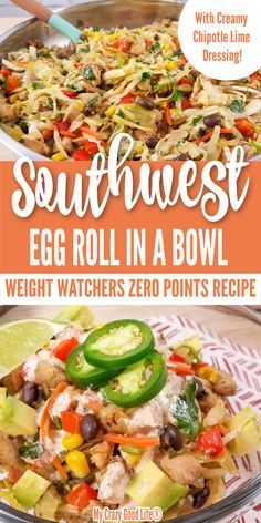 southwest egg roll in a bowl with text overlay that reads southwest egg roll in a bowl weight watchers zero points recipe