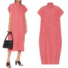 Balenciaga Rawcut Cotton Poplin Shirt Dress In Red Stripe Size: Fr 32 / Xs Sleeveless Fluid Dress Chest Pocket Button-Down Collar Engraved Balenciaga Tone-On-Tone Buttons Raw Edges Sleeves Mini Splits At Bottom Side Made In Italy 100% Cotton Red Cotton Shirt Dress For Summer, Chic Red Summer Shirt Dress, Red Cotton Short Sleeve Shirt Dress, Red Cotton Shirt Dress With Short Sleeves, Casual Red Shirt Dress For Daywear, Chic Red Shirt Dress For Work, Red Shirt Dress For Spring Daywear, Elegant Red Shirt Dress For Summer, Red Cotton Shirt Dress