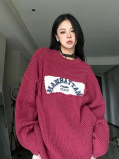 Product information : Main fabric composition: polyester (polyester fiber) Style: Casual/Street/Preppy/Sweet/Vintage/Y2K Type: loose type Clothing length: common style (50cm < clothing length â‰?5cm) Collar: round neck Sleeve length: Long sleeve Color: burgundy Description:Elevate your fashion game with our Patched Logo Embroidery Pullover Sweater. a versatile and stylish addition to your wardrobe that effortlessly blends comfort and trend.Crafted from premium-quality polyester fiber. this sweater boasts both durability and a soft touch. ensuring a comfortable and cozy wear throughout the day. The loose-fitting design offers a relaxed silhouette. making it a perfect choice for casual outings or street-style ensembles.In a captivating shade of burgundy. this sweater adds a pop of color to y Oversized Red Cotton Sweater, Red Oversized Cotton Sweater, Retro Red Cotton Sweater, Trendy Letter Embroidered Sweater For Winter, Trendy Letter Embroidery Sweater For Winter, Red Trendy Sweater With Graphic Print, Trendy Red Sweater With Graphic Print, Oversized Fall Sweater With Letter Embroidery, Oversized Letter Embroidery Sweater For Fall