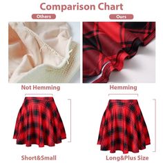 Women's Plus Size Mini Plaid Skirt - Red & Black丨Moon Wood Red Non-stretch Mini Skirt, Non-stretch Red Mini Skirt, Red Stretch Skort Mini Length, Red Stretch Mini Length Skort, Red Stretch Mini Skort, Red Stretch Skirt For Fall, Red Stretch Skort With Lined Skirt, Red Stretch Skort With Lining, Stretch Red Skort With Lined Skirt