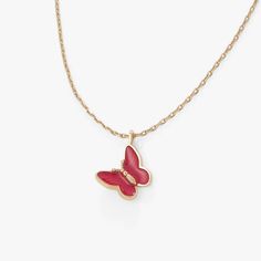 Oh snap, the ‘90s are back! Channel your favorite era with this Butterfly necklace from the ‘90s Nostalgia Collection. This charm necklace has a mini butterfly pendant embellished with pink translucent enamel, which hangs on a shiny gold chain that’s adjustable from 16” to 18”. Layer it with other nostalgic pieces from the collection that evoke the pure joy of the 1990s. Chain length: 18", adjusts to 16" Finishes: Shiny Gold Nickel-free Pink Butterfly Charm Pendant Necklace, Pink Pendant Necklace With Butterfly Charm, Mini Butterfly, Butterfly Necklace Gold, Oh Snap, How To Clean Metal, Elephant Charm, 90s Nostalgia, Pure Joy