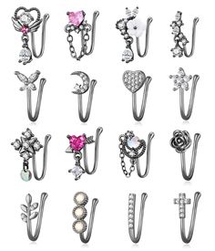 PRICES MAY VARY. 💗 Fake Nose Ring Set: One Order Includes 16 Pcs Different Style Nose Cuffs, CZ/Leaf/Rose/Flower Fake Nose Ring , Heart/Butterfly/Moon/Cross Nose Cuff, Heart Chain Dangling Nose Ring, etc. So Cute,Trendy and Fashion Faux Nose Ring Set for Women, Keep up with Fashion Trends, Great Choice for Non Piercing Nose Jewelry. 💗 The Combination of Classics and Fashion: Our Nose Ring Use the Classic Nose Cuff Element and Latest Dangling Nose Ring Design, more Innovative and Fashionable; F Cheap Huggie Nose Rings For Gifts, Cheap Wedding Nose Rings, Fake Noise Rings, Cheap Hypoallergenic Silver Nose Rings, Paper Clip Nose Ring Tutorial, Best Nose Rings For Older Women, Cheap Sterling Silver Nose Rings, Best Nose Rings On Amazon, Unique Nose Ringshow Long Does It Take Nose Ring To Hesl