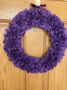 Thanks so much for visiting my shop, Stars and Moon Designs!  This is an adorable solid purple rag wreath.  I hand tied hundreds of cotton fabric strips to a sturdy metal wreath form.  It is approximately 15-16 inches in diameter.  As you can see in the photos, this is an ideal size wreath to display on a standard front door.  If you need this wreath in another size, or more than 1, please let me know and I can make a wreath or wreaths especially for you.  I love making custom wreaths! If you lo Custom Wreaths, Make A Wreath, Purple Door, Purple Wreath, Moon Designs, Fabric Wreath, Rag Wreath, Pinking Shears, Wreath Hanger