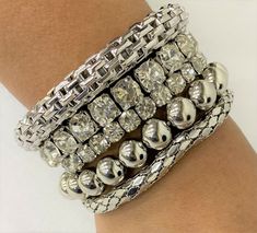 Silver Bracelet Set Style #91525!300!10 Bracelet Set Silver, Bracelet Set, Diamond Bracelet, Silver Bracelet, 10 Things, Silver