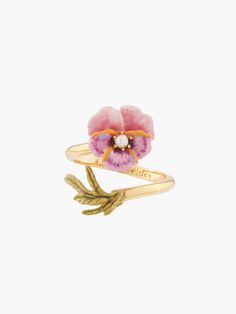 Les Néréides Women’s Thousand Pansies Pink pansy and freshwater pearl adjustable ring in Pink Feminine Rings, Jewellery Wishlist, Les Nereides, Beautiful Pink Flowers, Hand Painted Earrings, Painted Earrings, Pink Lady, Funky Jewelry, Jewelry Lookbook