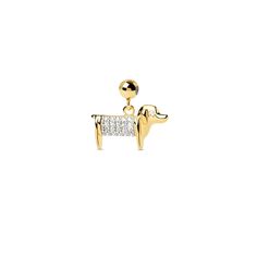 Bring the perfect touch of cuteness and playfulness to your look when you wear this cubic zirconia dachshund dog charm from PDPAOLA™ at Zales. Fashioned in sterling silver with 18K gold plate This perfectly poised dachshund shimmers with white cubic zirconia along the body and as his eye. Stays in place on your charm bracelet or necklace with a silicone-lined center Add this sliding bead charm to your PDPAOLA™ cable chain necklace or bracelet, sold separately. Dog Charm, Cable Chain Necklace, Rose Quartz Earrings, Electroformed Jewelry, Dog Charms, Silver Shop, Dachshund Dog, Quartz Earrings, Cleaning Jewelry