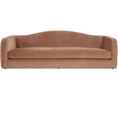 an image of a couch that is in the shape of a long curved sofa with two legs