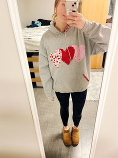 Hobby Lobby Sweatshirt Diy, Heart Sweatshirt Diy, Patch Work Hoodie Diy, Sewed Sweatshirt, Patch Hoodie Diy, Diy Sweatshirt Ideas, Patch Sweatshirt Diy, Stitched Hoodie, Sweatshirt Diy