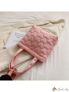 Bird in Bag - Fashionable Shoulder Stitching Casual Pink Patchwork Bag, Spring Casual Quilted Bags, Casual Quilted Bags For Spring, Bird In Bag, Bag Bag, Square Bag, Polyester Material, Stitching, Square