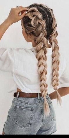 Cool Braid Hairstyles, Hair Stylies, Sporty Hairstyles, Teen Hairstyles, Easy Hairstyles For Long Hair, Braids For Long Hair, Grunge Hair, Aesthetic Hair, Pretty Hairstyles