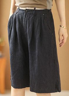 Vintage Navy Elastic Waist Pockets Linen Straight Pants Shorts SummerFabric: LinenSize & Fit: This garment fits true to size.Length: Size S measures 23.79"from waist to hem.Waist:Fitted - elastic waist allows stretch Hip: Loosely Fitted. room for hips. Hand Wash Cold. Summer Wide-leg Shorts With Pockets, Relaxed High-waisted Shorts With Elastic Waistband, Vintage Summer Bottoms With Built-in Shorts, Wide-leg Linen Shorts With Pockets, High-waisted Linen Shorts With Elastic Waistband, Shorts Summer, Summer Fabrics, Christmas 2020, Vintage Summer