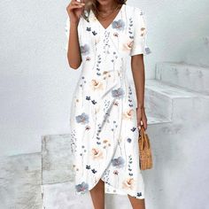 Positioning Print Patchwork Puff Sleeve Irregular Hem Dress Floral Puff Sleeve Dress, Cheap Clothing, Dress Item, Irregular Hem, Puffed Sleeves Dress, Summer Floral, Dress For Sale, Skirt Pattern, Hem Dress