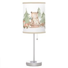 a lamp with a bear and deer on it