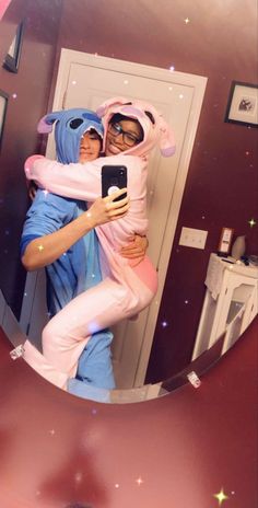 Best & Cute Matching Pajamas For Couples Stitch And Angel Matching Onesies, Matching Stitch Onesies Couples, Stitch And Angel Costume Couple, Angel Stitch Costume, Stitch Onesie Couple, Stitch And Angel Halloween Costume, Onesie Couple Goals, Matching Couple Onesies, Aesthetic Long Distance Relationship