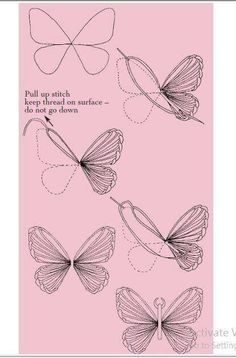 four butterflies with different shapes and sizes on pink paper, each showing the same wing shape