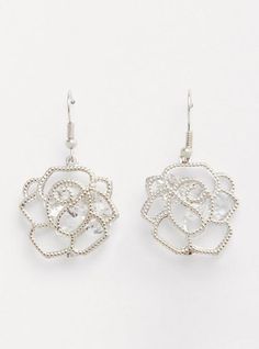 This pair of statement earrings features a rhinestone and crystal pave design. French hook back. 1. 5” length. Base metals. Imported. The best plus size women's silver crystal flower statement earrings in silver. Torrid is your destination for cozy fall and winter clothes to keep you warm and comfortable. Chic Silver Crystal Earrings, Chic Silver Flower-shaped Jewelry, Chic Silver Metal Crystal Earrings, Chic Silver Flower Earrings For Pierced Ears, Chic Silver Flower Earrings, Chic Silver Flower Earrings For Wedding, Glamorous Silver Flower-shaped Jewelry, Silver Sparkling Flower-shaped Earrings, Sparkling Silver Flower-shaped Earrings