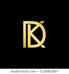 the letter k is made up of two letters, gold and black color on a black background