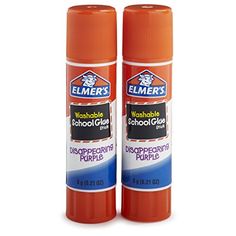 two bottles of school glue sitting next to each other