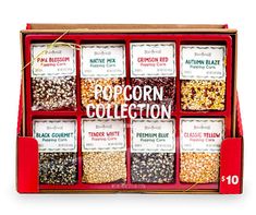 the popcorn collection is in a red box