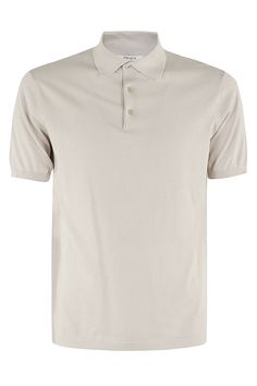 Polo shirt - Kangra - Sand color - Cotton jersey fabric - Polo collar with buttons - Short sleeves with ribbed trim - Regular fit Classic Cream Polo Shirt With Collared Neckline, Classic Solid T-shirt With Button Closure, Beige Tops With Button Closure And Polo Collar, Classic Fitted T-shirt With Ribbed Collar, Beige Collar Top With Placket, Beige Collared Top With Placket, Classic Beige Tops With Placket, Cream Polo Collar Top With Ribbed Details, Cream Collared Top With Placket