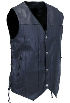 Concealed carry leather vest for men that is loaded with pockets overall. This multi-pocket concealed carry leather vest is ideal for that handy cell phone, cigarettes, lighter, pair of gloves, your security device and more. A premium cowhide leather concealed carry biker vest with some great extra features that any biker would like. A men's leather biker vest that is made of top grain premium cowhide leather with two front zip pockets. Sizes: M, L, XL, 2X, 3X. +$6 for 2X-3X. [4#] 2 YEAR WARRANT Outdoor Leather Vest With Pockets, Winter Biker Vest With Pockets, Biker Vest With Pockets For Motorcycling, Leather Biker Vest, Vest For Men, Biker Vest, Leather Travel Bag, Leather Hats, Leather Shirt