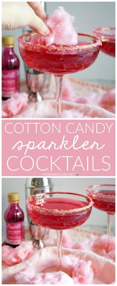 cotton candy spritkles in cocktail glasses