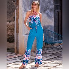 New Boston Proper Size Xxs Strapless, Elastic Neckline Elastic Drawstring Waist On A Blouson Bodice On-Seam Pockets Easy, Pull-On Style 95% Polyester/5% Spandex Strapless Jumpsuits And Rompers For Summer Loungewear, Casual Fitted Strapless Jumpsuit With Floral Print, Blue Floral Print Jumpsuits And Rompers For Day Out, Casual Strapless Jumpsuits And Rompers For Spring, Casual Strapless Jumpsuit For Spring Loungewear, Spring Summer Strapless Jumpsuit With Floral Print, Casual Fitted Strapless Jumpsuit For Spring, Casual Strapless Fitted Jumpsuit For Spring, Casual Strapless Jumpsuits For Spring