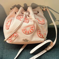 Kate Spade Grapefruit Mini Bucket Purse Used In Very Good Condition Bucket Purse, Bags Kate Spade, Mini Bucket, Kate Spade Bags, Grapefruit, Kate Spade, Bag Lady, Purse, Pink