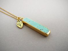 Turquoise Necklace Initial Leaf Necklace Letter Pendant Long Necklaces for women Personalized Gemstone Necklaces gift Turquoise Gold Jewelry -  Natural Turquoise pendant -  Gold plated Leaf-  Gold-plated Brass Cross Chain NecklaceShop more CRYSTAL NECKLACE from BonBonStones:http://etsy.me/2exjVn5MY SHOP:https://www.etsy.com/shop/BonBonStonesPlease contact me with any questions. I'm happy to help! Gold Minimalist Turquoise Necklace Gift, Elegant Turquoise Necklace With Rectangular Pendant, Rectangular Blue Turquoise Necklace For Gifting, Gold Turquoise Gemstone Necklace As Gift, Blue Rectangular Turquoise Necklace Gift, Handmade Rectangular Turquoise Necklace For Gift, Elegant Blue Turquoise Necklace For Gift, Turquoise Gemstone Jewelry Gift, Turquoise Rectangular Pendant Necklace As Gift