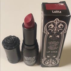 Nib , Old Stock Lipstick That Is Fresh And Vibrant. This Color Is A Deep Crimson. See Other Makeup From Same Brand. Red Cherry Lipstick, Goth Makeup Brushes, Dark Red Lipstick Looks, Vampire Red Lipstick, Dark Makeup Products, Alt Makeup Products, Gothic Makeup Brands, Gothic Makeup Products, Vampire Cosmetics