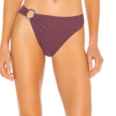 Aro Swim Belle Bikini Bottom Berry Rib 88% Nylon, 12% Spandex Made In Indonesia Hand Wash Acrylic Ring Accent At Hip Ribbed Fabric Item Not Sold As A Set Summer Ribbed Poolside Bottoms, Ribbed Bottoms For Poolside Summer, Summer Ribbed Bottoms For Poolside, Fitted Ribbed Beach Bottoms, Fitted Ribbed Bottoms For Beach, Fitted Ribbed Bottoms For The Beach, Ribbed Beachwear Bottoms For Summer, Ribbed Bottoms For Beach Summer, Trendy Ribbed Swimwear For The Beach