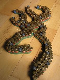 a number made out of beer cans on the floor